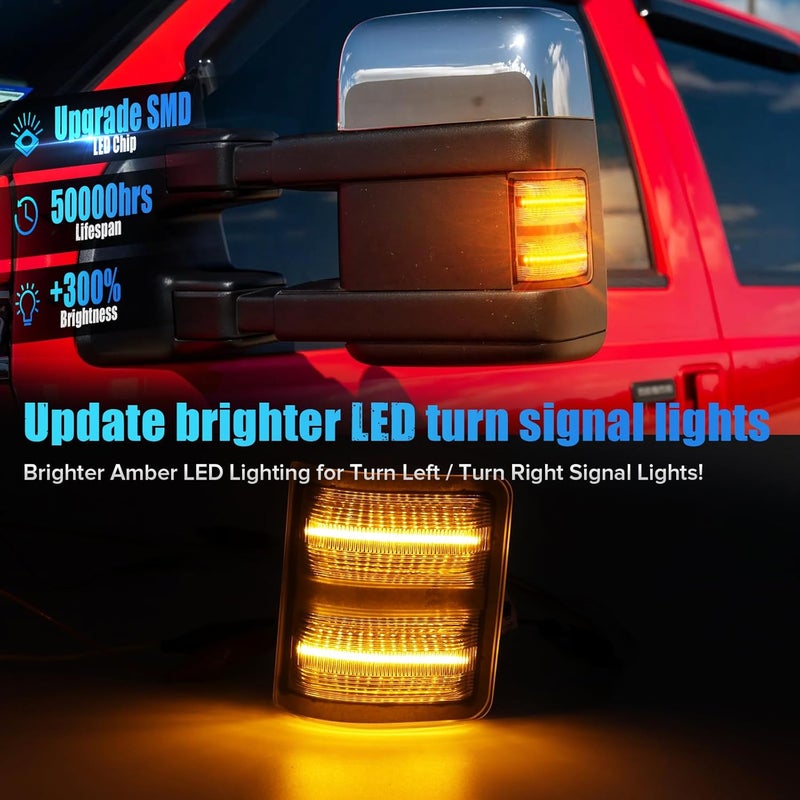 LUDARM LED tow Mirror Turn Signal Light Compatible with 2008-2016 F250 F350 F450 F550 super duty for 2013-2014 F150 Switchback Yellow Driving Parking Light Amber Mirror Blinkers 2PCS Clear Lens - Image 2